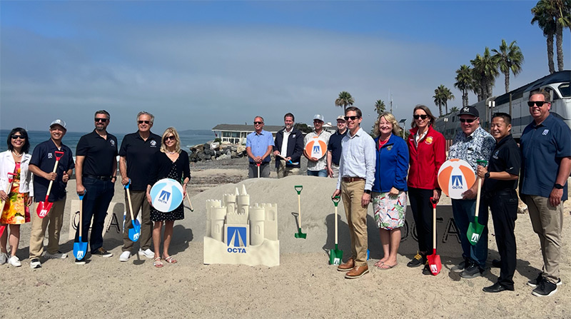 SAN CLEMENTE: OC Vice Chair Katrina Foley and Orange County Transportation Authority Deposit First Wave of Sand as Part of Coastal Rail Protection Efforts Group